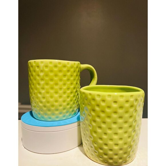 Vintage Crate & Barrel Green Honeycomb Mugs–Set of 2 by B. Eiglen | 70s Retro - Picture 3 of 6